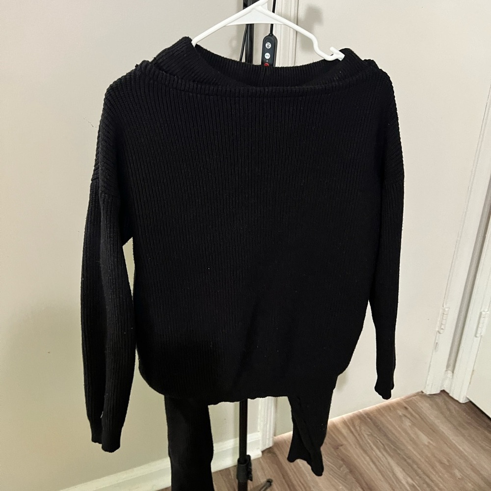 Two piece sweater material off the shoulder sweater